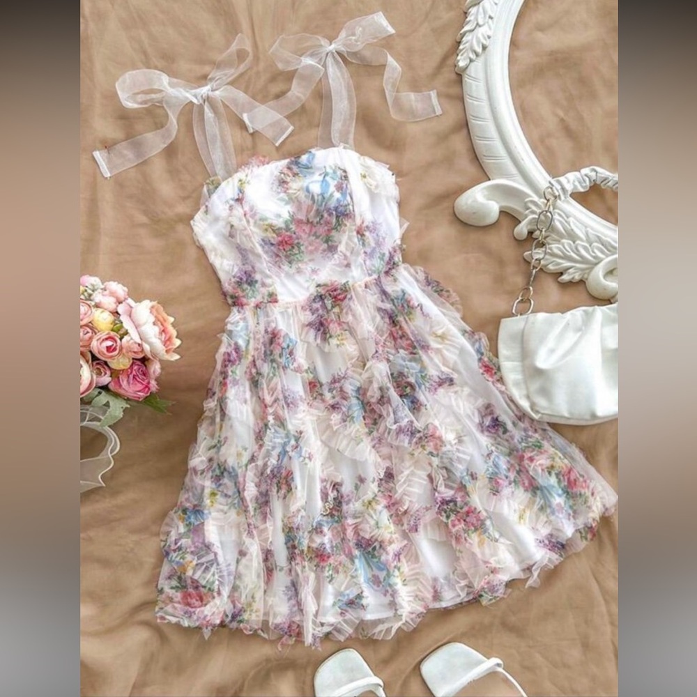 Brand New Organza Tie Shoulder Dress